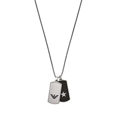 Abbildung von Emporio Armani Halskette Für Männer, Länge: 525mm; Größe Anhänger: 40X21X2mm Silber Edelstahl Halskette, EGS2675040