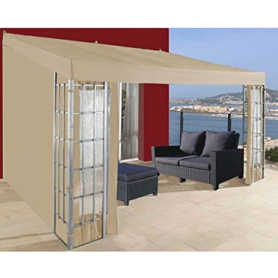 Abbildung von QUICK STAR Rank Anbau 3x4m Sand mit 3 Seitenteilen Anbaupavillon Terrassendach