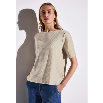 Abbildung von STREET ONE Damen A323152 T Shirt mit Struktur, Moonstone Sand, 46