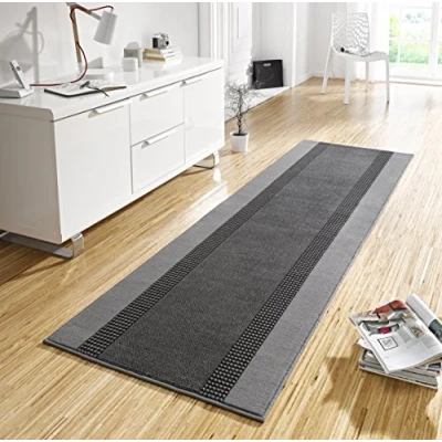 Abbildung von Hanse Home Teppich Läufer Band 80x400cm Teppichläufer Weicher Kurzflor Modernes Design für Flur, Schlafzimmer, Kinderzimmer, Badezimmer, Wohnzimmer, Küche Dekoläufer Grau
