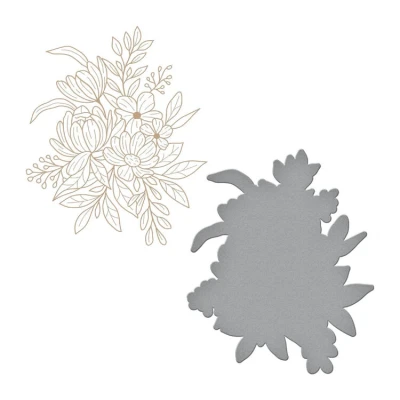Abbildung von Spellbinders GLP 409 Blooms Glimmer Hot Foil Plate &amp; Stanzschablonen Set aus der Hexi Gems Kollektion, metall, One size