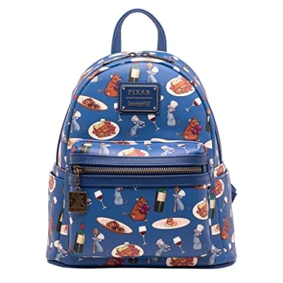 Abbildung von Loungefly Disney Pixar Ratatouille Remy und Emile Allover Print Damen Schultertasche mit Doppelriemen, mehrfarbig, mehrfarbig