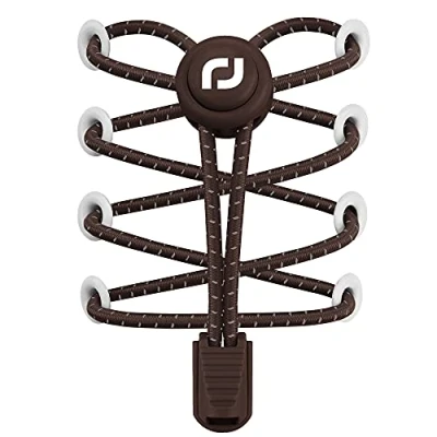 Abbildung von RJ Sport Elastische Schnürsenkel mit Schnellverschluss Schnellschnürsystem für Einzigartigen Komfort und Starken Halt (Reflektierendes Braun)