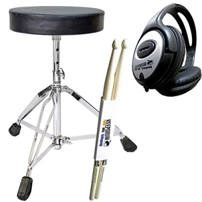 Abbildung von keepdrum Zubehörset für E Drum Schlagzeug Hocker + Kopfhörer Drumsticks