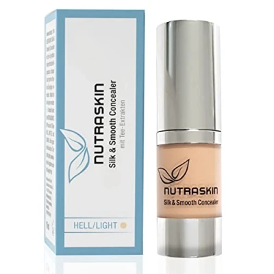 Abbildung von Nutraskin Silk &amp; Smooth Concealer light Liquid I Natürlicher flüssig für einen makellosen Teint Kaschiert Hautunreinheiten, Augenringe, Fältchen etc. Made in Germany 10ml