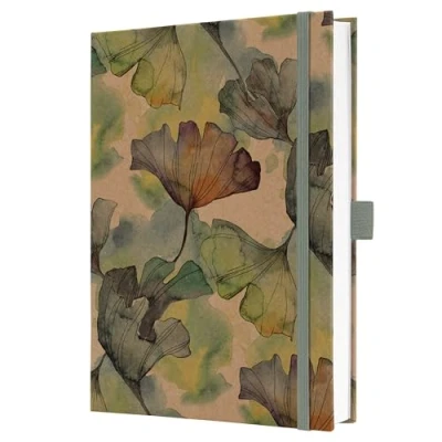 Abbildung von Sigel JN857 Notizbuch A5 liniert, stärkeres 100 g Papier, Geschenkbuch Jolie, Hardcover aus Kraftpapier, 192 Seiten, Pure Ginkgo, vegan, nachhaltigem Papier