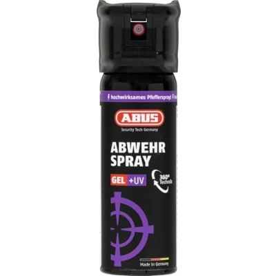 Abbildung von ABUS Abwehrspray Gel zur Tierabwehr hochwirksames Pfeffergel Selbstverteidigung bei Tierangriffen bis zu 6 m Reichweite mit UV Marker sprüht auch über Kopf