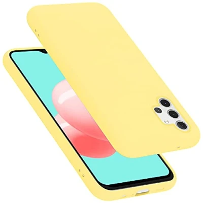 Abbildung von Cadorabo Hülle kompatibel mit Samsung Galaxy A32 5G Silikon Handyhülle für Case aus flüssigem stoßfeste dünne TPU Schutzhülle Liquid GELB