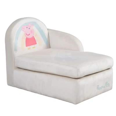 Abbildung von roba Kindersofa Peppa Pig im Lounge Stil Kindercouch mit Armlehne für Mädchen &amp; Jungen ab 18 Monaten Belastbar bis 80 kg Beige/Rosa