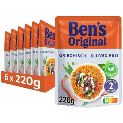 Abbildung von BEN&#039;S ORIGINAL Express Reis Griechisch, ideale Zubereitung von Gerichten in der Pfanne, 6 Packungen (6 x 220g)