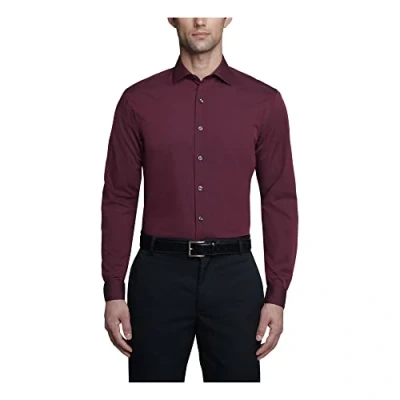 Abbildung von UNLISTED Herren Dress Shirt Slim Fit Solid Klassisches Hemd, Burgunder, 36 cm 37 Hals 81 84 Ärmel