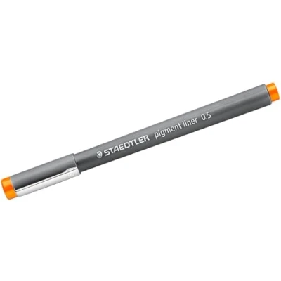 Abbildung von Staedtler 308 05 4 VE Pigment Liner (Fineliner mit hochwertiger Pigmenttinte, wasserfest, lichtbeständig, dokumentenecht, Linienbreite 0,5 mm, Etui 10 Linern) orange