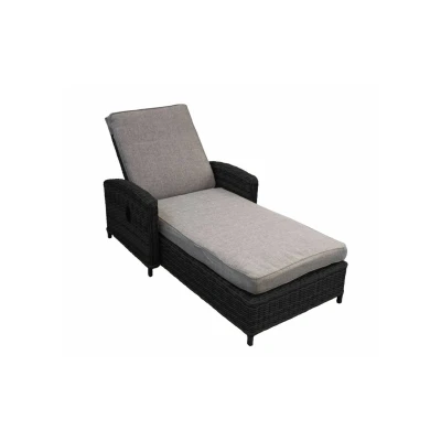 Abbildung von Verstellbarer Garten Liegestuhl Polyrattan Aschgrau, 100 x 86 cm Dublin 4 Jahreszeiten Gartenmöbel