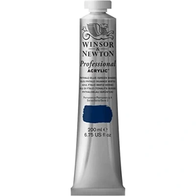 Abbildung von Winsor &amp; Newton 2337515 Professional Acrylfarbe in Künstlerqualität, hohe Farbbrillanz Deckkraft, Archivqualität, 200ml Tube Phthaloblau Grünton