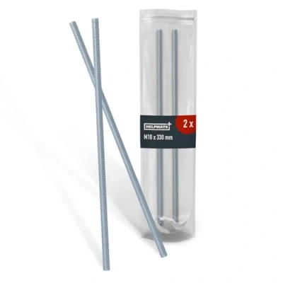 Abbildung von HELPMATE Gewindestange M10 x 330 mm aus Edelstahl A2 2 Stück Gewindestab mit metrischem Vollgewinde Gewindestift DIN 976 Silber