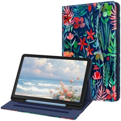 Abbildung von Fintie Hülle für Samsung Galaxy Tab S6 Lite 10.4 2024/2022/2020, Soft TPU Rückseite Gehäuse Schutzhülle mit S Pen Halter und Dokumentschlitze, Dschungelnacht