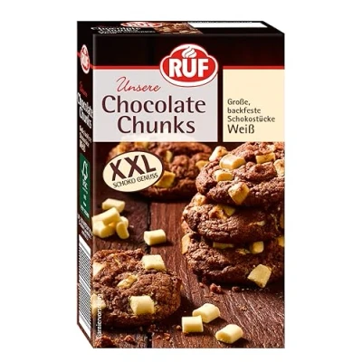 Abbildung von RUF Chocolate Chunks Weiß, backfeste Schokoladen Tropfen, XXL Schoko Drops zum Backen, Stücke für Muffins &amp; Brownies, glutenfrei, 1 x 100g