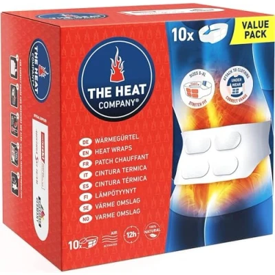 Abbildung von THE HEAT COMPANY Wärmegürtel 10 Stück Vorteilspack EXTRA WARM Preis Leistungs Sieger 12 Std. wohlige Wärme sofort einsatzbereit luftaktiviert rein natürlich für alle Größen: S XL