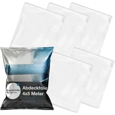 Abbildung von 6x Malerplane 4x5 meter Abdeckfolie transparent &amp; extra stark als Malerfolie Malervlies Abdeckplane für Umzug Renovierung