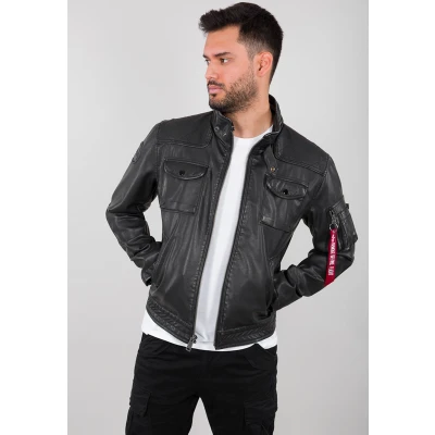 Abbildung von Alpha Industries AIR Racer Kunstlederjacke, Herren, Größe: Small, Black