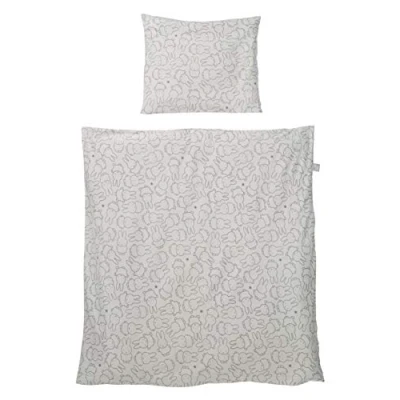 Abbildung von roba Babybettwäsche Miffy 80 x cm Bettwäsche Set für Babybett &amp; Beistellbett Hasen Motiv Bettbezug 80x80 Kissenbezug 40x35 Grau