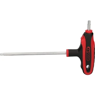 Abbildung von KS TOOLS 151.8123 E Winkelschraubendreher mit Stirnlochbohrung, Torx 140, 100 TB20