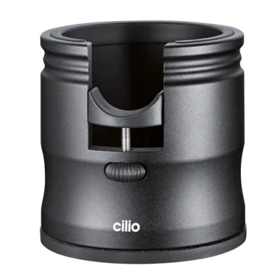 Abbildung von cilio Tamperstation BARISTA, Halterung für 58 mm Siebträger, Mit 51/54 mm, Höhenverstellbar, Legiertes Aluminium, eloxiert, Hochwertiger Kunststoff, Ø 9,3 cm, Höhe cm