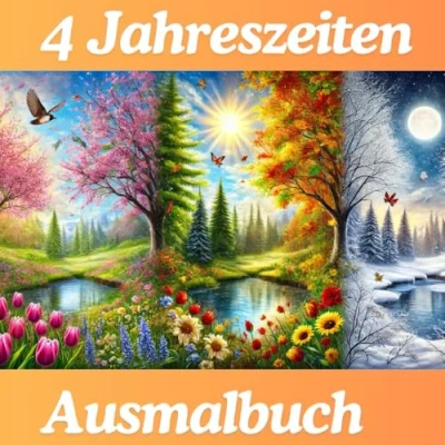 Abbildung von 4 Jahreszeiten Malbuch Kreativer Malspaß durch das ganze Jahr: Frühling, Sommer, Herbst und Winter
