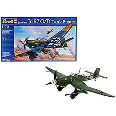 Abbildung von Revell Revell_04692 Modellbausatz Flugzeug 1:72 Junkers Ju87 G/D Tank Buster im Maßstab 1:72, Level 3, originalgetreue Nachbildung mit vielen Details, 04692, Unlackiert