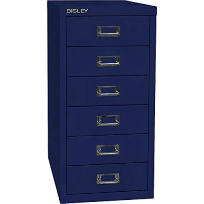 Abbildung von BISLEY MultiDrawer, 29er Serie, DIN A4, 6 Schubladen, Metall, 639 Oxfordblau, 38 x 27.9 59 cm