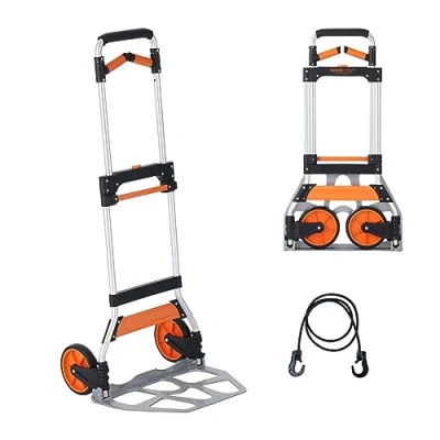 Abbildung von VEVOR Sackkarre Klappbar 140kg Transportkarre aus Aluminiumlegierung und Kunststoff Stapelkarre mit verstellbarem Griff 900 1109mm Faltbarer Trolley inkl. Bindeseil kompakte Größe zum Verstauen