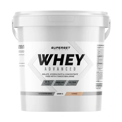 Abbildung von Superset Nutrition 100% Whey Protein Advanced (4kg) 74% Isolat + Konzentrat Hydrolysat, Optimierte Verdauung, Reich an BCAA und Glutamin Cookies