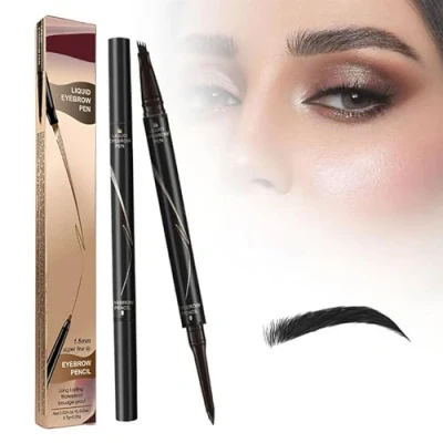 Abbildung von 2 in 1 Magic 4 Spitzen Augenbrauenstift, 2024 Neuer wasserdichter 3D Microblading Augenbrauenstift Konturstift, mit Gabelspitzen,Natürlicher, Langlebiger (4#)