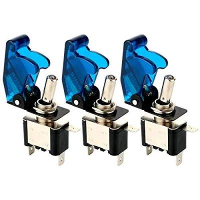Abbildung von Gebildet 3pcs Kippschalter Blau LED Licht Schalter 20A 12V 24VDC, EIN/AUS Wippschalter mit Metallhebel, SPST 3 pin Rocker Toggle Switch, zum Auto KFZ LKW Boot