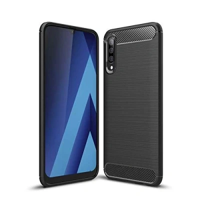 Abbildung von CoverKingz Handyhülle für Samsung Galaxy A50/A30s Silikon Handy Hülle im Carbon Design Soft Case Phone Cover Schwarz