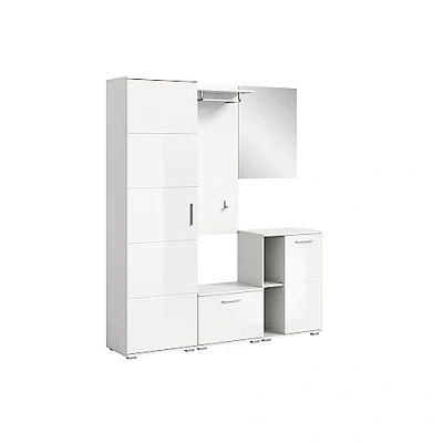 Abbildung von xonox.home Garderobe Prego X988A9G05 5tlg. Garderobenkombination Set in Front weiß Hochglanz Nb.