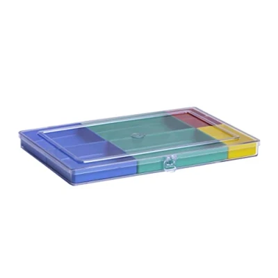 Abbildung von hünersdorff Sortimentskasten PS PREMIUM mit 7 Einsatzboxen stabile Sortierbox für Schrauben und andere Kleinteile herausnehmbare Einsätze Transparent 3,2cm hoch