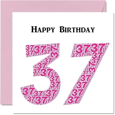 Abbildung von lustige Geburtstagskarte zum 37. Geburtstag für Frau Shapecloud Happy Birthday Karte Vater, Mutter, Sohn, Tochter, Bruder, Schwester, Onkel, Tante, Cousin, 145 mm x Grußkarten,