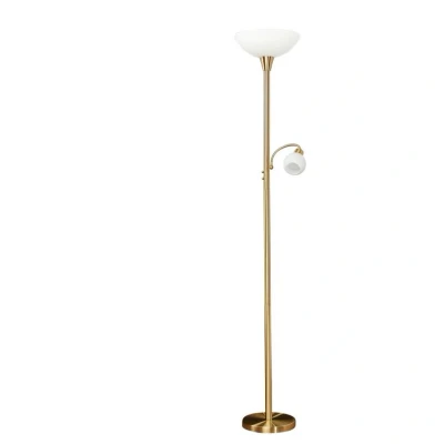 Abbildung von Lindby Stehlampe Elaina, Leselicht, messingfarben, 183cm E27