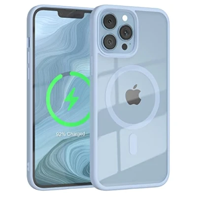 Abbildung von EAZY CASE Crystal TPU Hülle kompatibel mit iPhone 13 Pro Max Qi Charging, Silikon Kameraschutz, Slimcover, Handyhülle, Silikonhülle, Transparent/EIS Blau