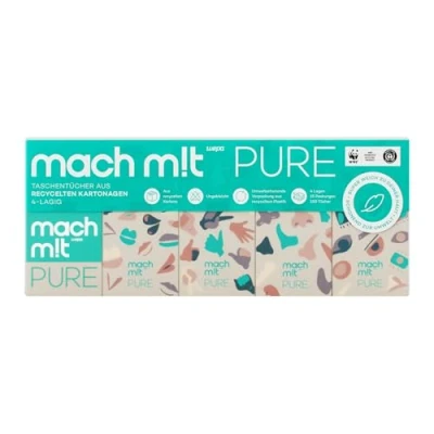Abbildung von mach m!t Papiertaschentücher PURE 4lagig extra weich &amp; umweltschonend dank 100% Recyclingpapier (225 St)