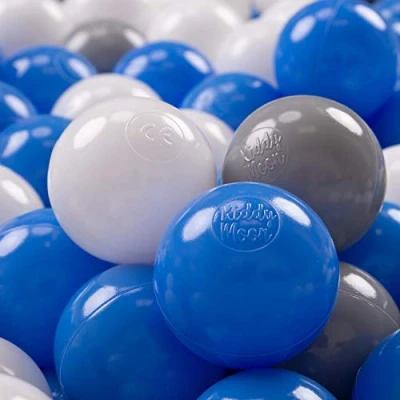Abbildung von KiddyMoon 700 ∅ 7Cm Kinder Bälle Spielbälle Für Bällebad Baby Plastikbälle Made In EU, Grau/Weiß/Blau