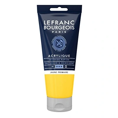 Abbildung von Lefranc Bourgeois 300421 Fine Acrylfarbe Primärgelb, 80ml Tube, cremige auf Wasserbasis, schnell trocknend, lichtecht, wasserfest