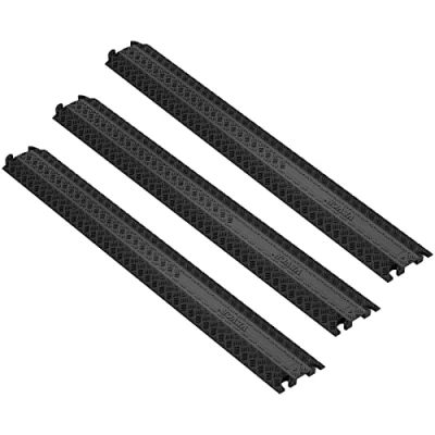 Abbildung von VEVOR 3er Set 1 Kanal Kabelschutzrampe Kabelbrücke TPR Schlauchbrücke 100 x 13 2 cm Überfahrschutz 907 kg (pro Achse) Tragfähigkeit Kabel Rampe Anti Rutsch Design Ideal für Parkplätze