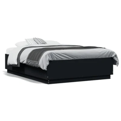 Abbildung von vidaXL Bettgestell, Bettrahmen mit Lattenrost, Bett Modernes Design für Schlafzimmer, Schlafzimmerbett Doppelbett, Schwarz 140x190cm Holzwerkstoff