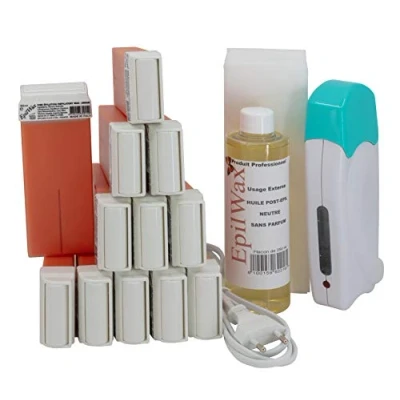 Abbildung von EpilWax Haarentfernungsset Solo komplett : Wachswärmer, 12 Roll On Wachs 100 ml mit Argan, Epilierstreifen, 1 Flasche 250 Öl nach der Epilation (Solo Serie Argan 12)