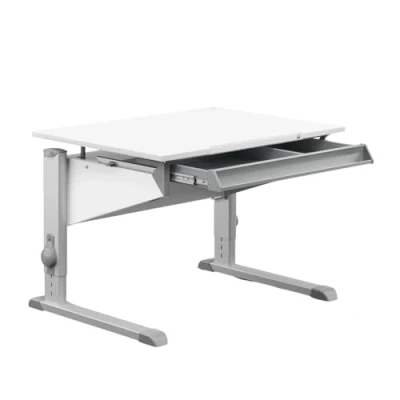 Abbildung von moll Sprinter Compact mit Schublade, höhenverstellbarer Kinderschreibtisch für Jungen und Mädchen, Korpus Weiß, Holzwerkstoff, 90cm x 70,5cm
