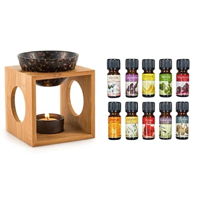 Abbildung von Levandeo® Duftlampe, Duftlampe Keramik Holz Aromaspender Schwarz Öllampe Aromalampe inkl.