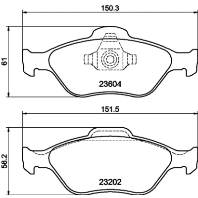 Abbildung von HELLA 8DB 355 008 901 Bremsbelagsatz nicht für Verschleißwarnanzeiger vorbereitet FORD: FIESTA Mk5 Limousine, 6, 5, MAZDA: 2 Hatchback