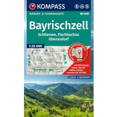 Abbildung von KOMPASS Wanderkarte 008 Bayrischzell, Schliersee, Fischbachau, Oberaudorf 1:25.000: Wander und Fahrradkarte in einem inklusive Offline Verwendung ... Radwege. Skitouren. Langlaufen. Reiten.
